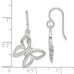 Sterling Silver Butterfly Shepherd Hook Dangle Earrings