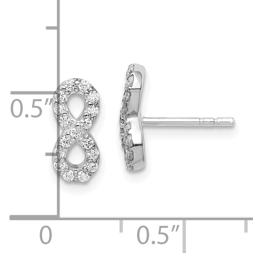 Sterling Silver Rhodium-plated Polished CZ Infinity Post Earrings