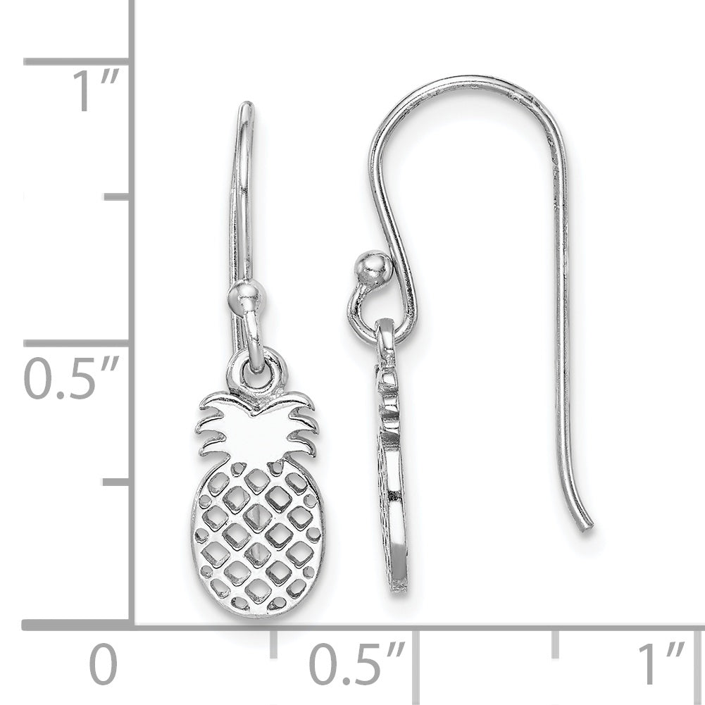 Sterling Silver Rhodium-plated Pineapple Dangle Earring