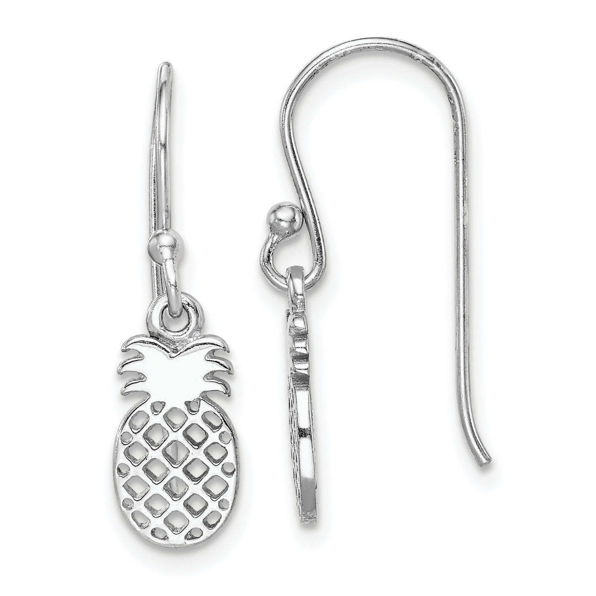 Sterling Silver Rhodium-plated Pineapple Dangle Earring