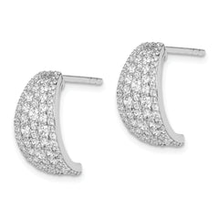 Sterling Silver Rhodium-plated Pave CZ Post Hoop Earrings