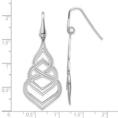 Sterling Silver Rhod. Polished Grooved Fancy Drop Dangle Earrings