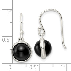 Sterling Silver Polished Onyx Bead Dangle Earrings