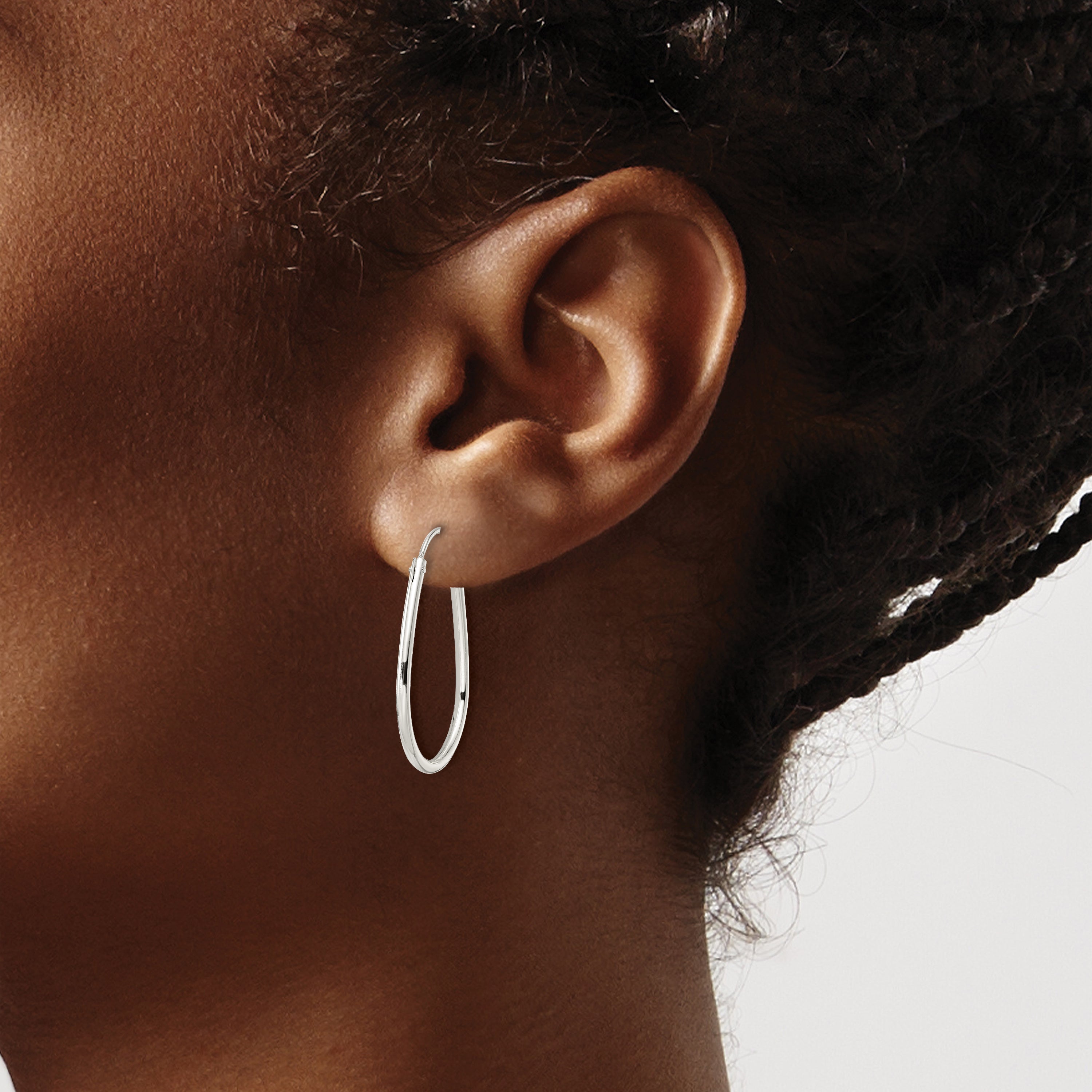 Sterling Silver Polished Endless Teardrop Hoop Earrings