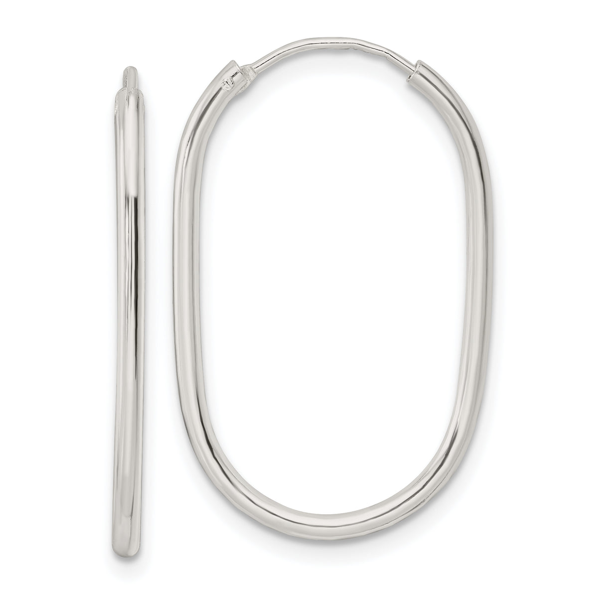 Sterling Silver Polished Endless Oblong Hoop Earrings