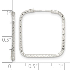 Sterling Silver Polished D/C Square Endless Hoop Earrings