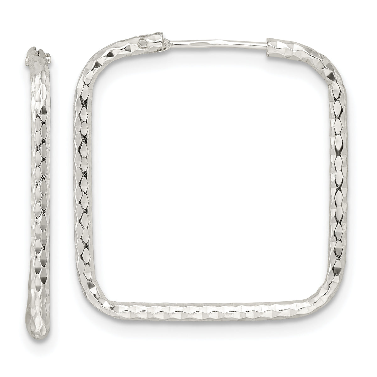 Sterling Silver Polished D/C Square Endless Hoop Earrings