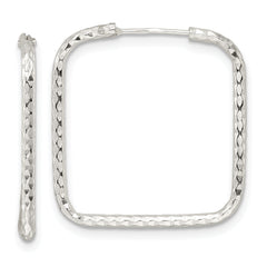 Sterling Silver Polished D/C Square Endless Hoop Earrings