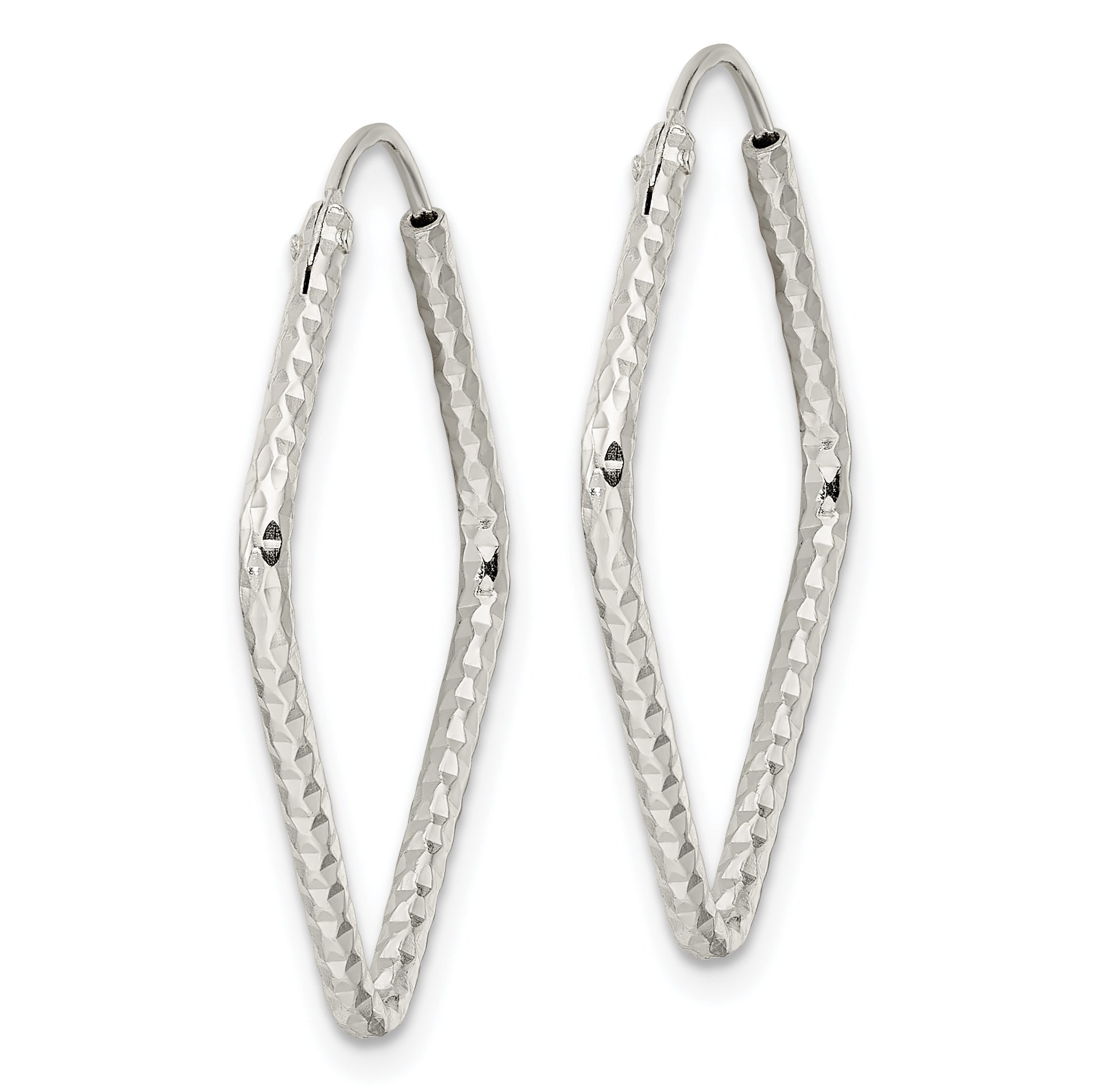 Sterling Silver Polished D/C Endless Hoop Earrings