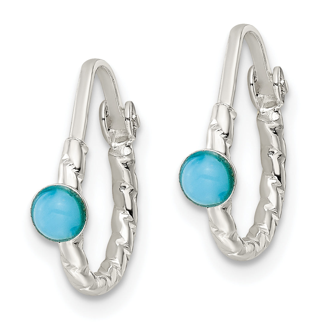 Sterling Silver Polished Turquoise Endless Hoop Earrings