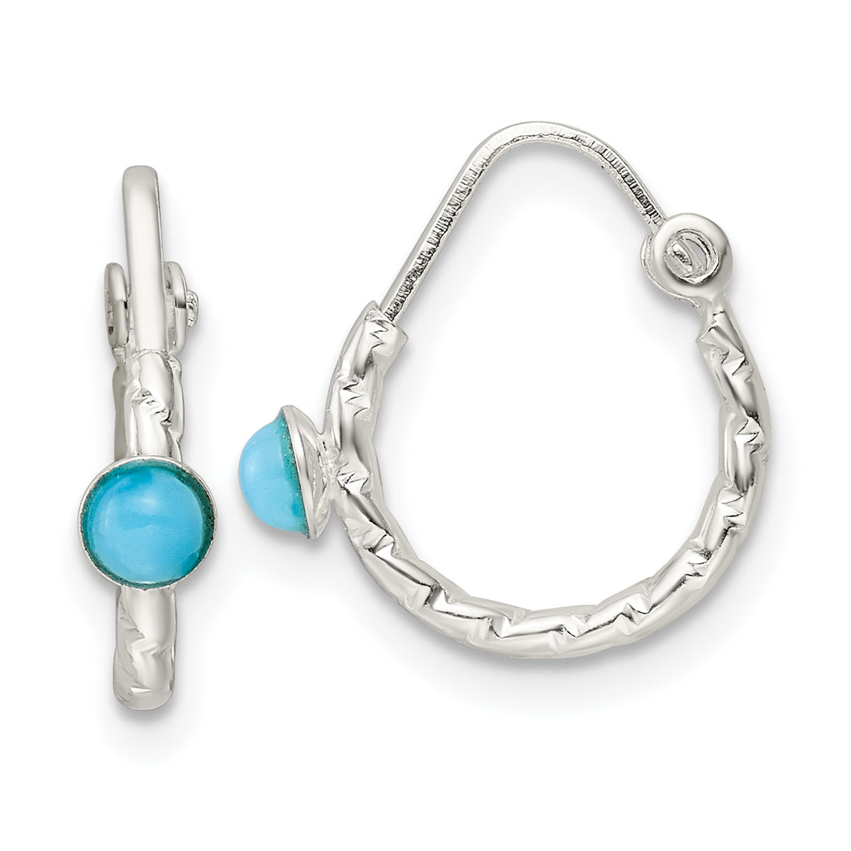 Sterling Silver Polished Turquoise Endless Hoop Earrings