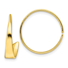 Sterling Silver Gold-tone Polished Flat Bar Hoop Threader Earrings