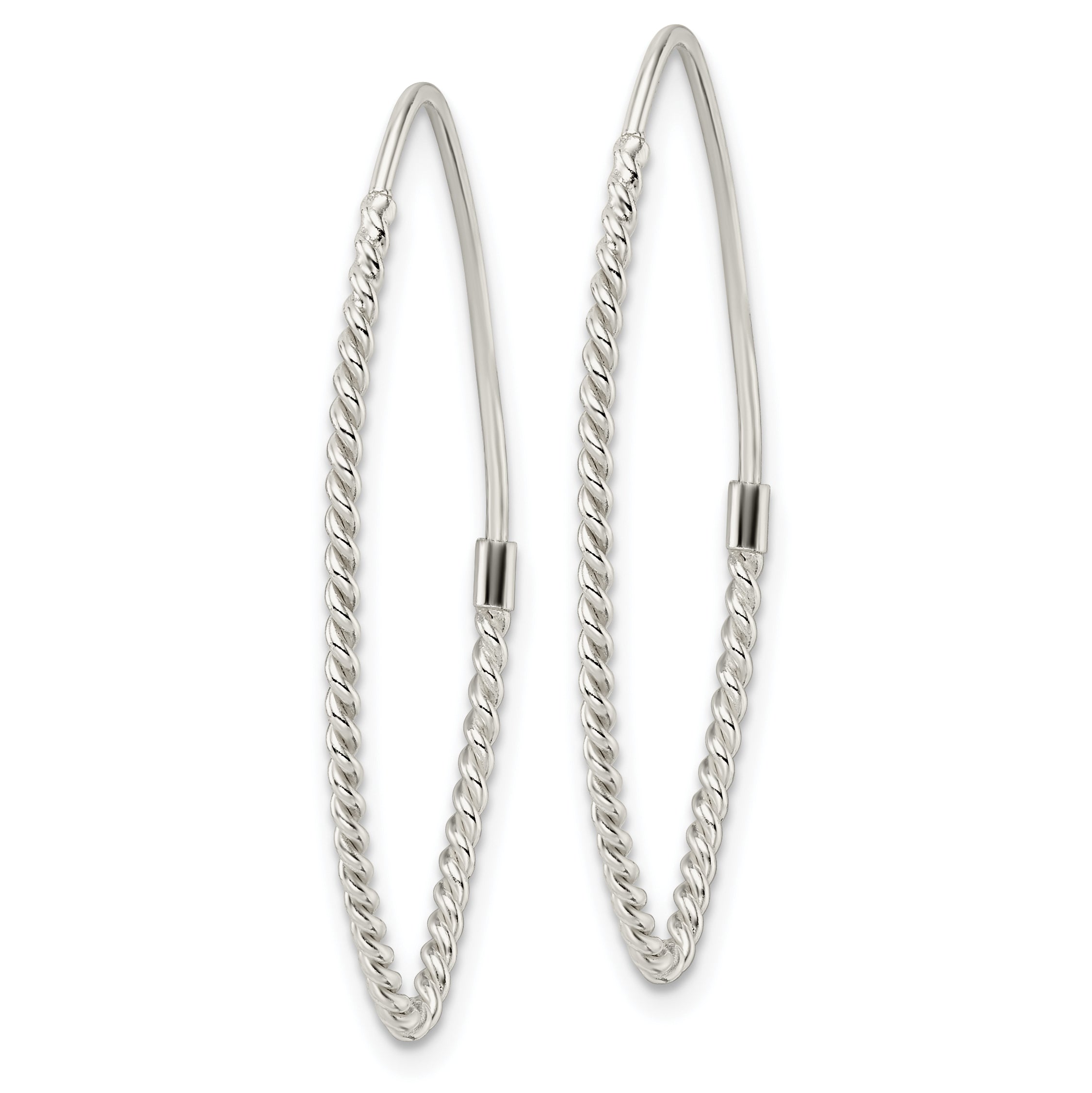 Sterling Silver Twisted Oval Endless Hoop Earrings