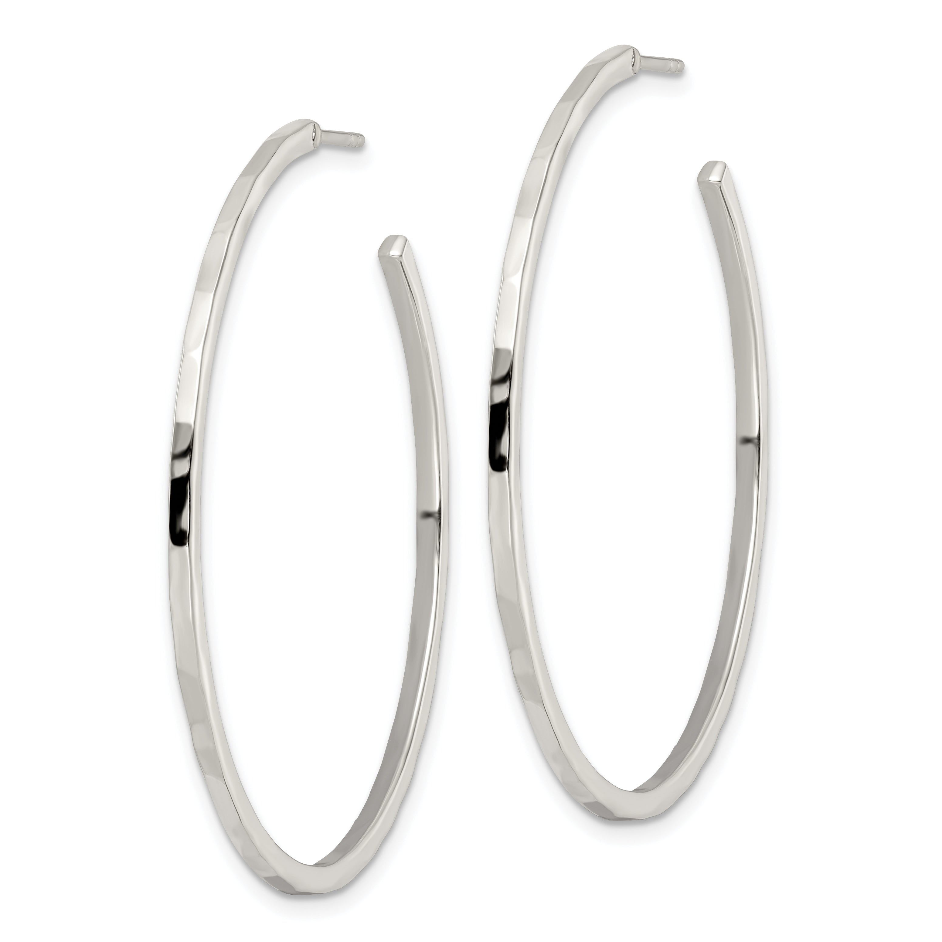 Sterling Silver Polished Hammered Hoop Earrings