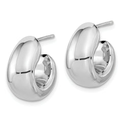 Sterling Silver Polished Rhodium-plated Hollow Post J Hoop Earrings