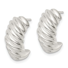 Sterling Silver Polished Hollow J Hoop Post Earrings