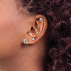 Sterling Silver Beaded and Stud Post Earring Set