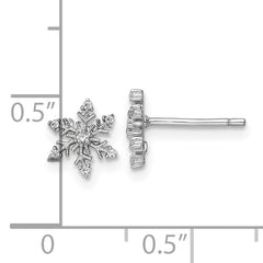 Sterling Silver Rhodium-plated Polished CZ Snowflake Post Earrings