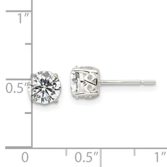 Sterling Silver Polished 6mm Round CZ Infinity Basket Set Stud Earrings