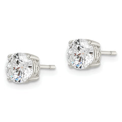 Sterling Silver Polished 6mm Round CZ Heart Basket Set Stud Earrings