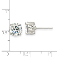 Sterling Silver Polished 8mm Round CZ Infinity Basket Set Stud Earrings