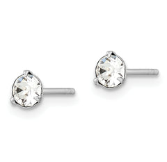 Sterling Silver Rhodium-plated Polished Round 4.5mm Crystal Stud Earrings