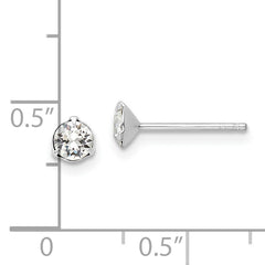 Sterling Silver Rhodium-plated Polished Round 4.5mm Crystal Stud Earrings