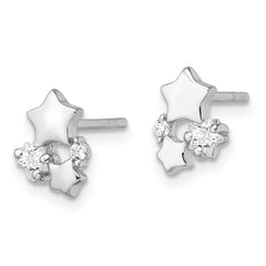 Sterling Silver Rhodium-plated Polished CZ Stars Post Earrings