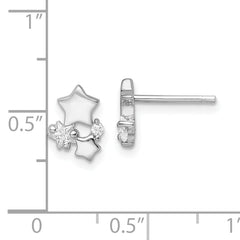 Sterling Silver Rhodium-plated Polished CZ Stars Post Earrings