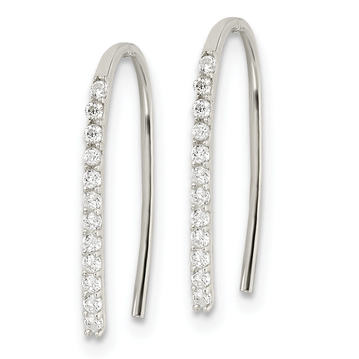 Sterling Silver Polished CZ Threader Earrings