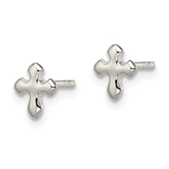 Sterling Silver Polished Cross Earrings