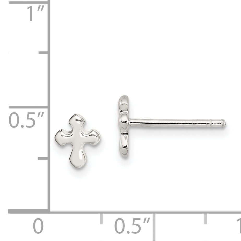 Sterling Silver Polished Cross Earrings