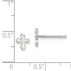 Sterling Silver Polished Cross Earrings