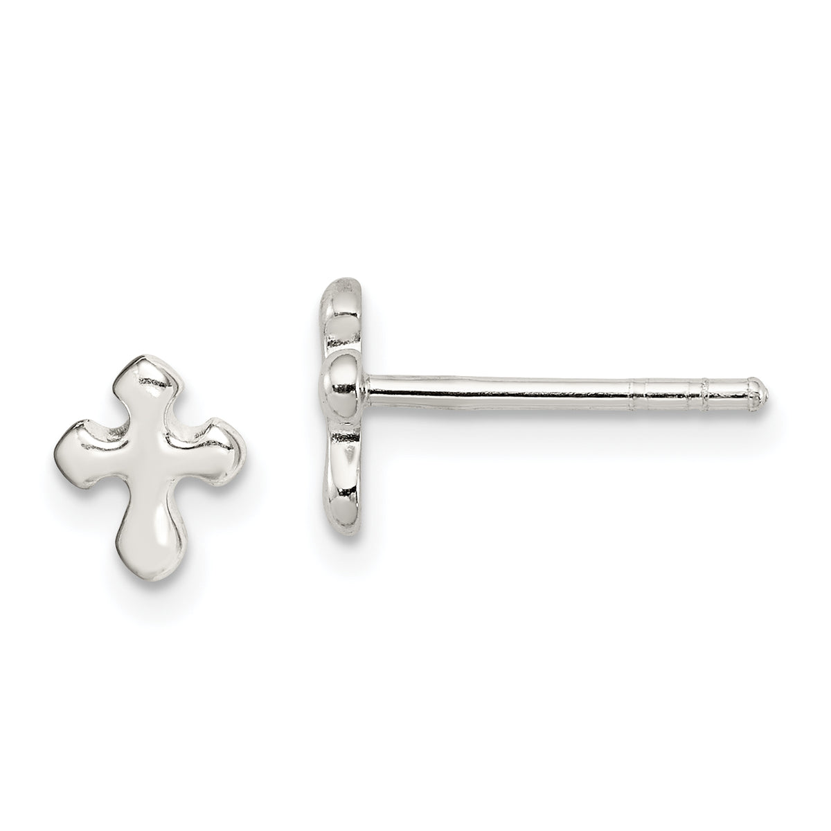 Sterling Silver Polished Cross Earrings