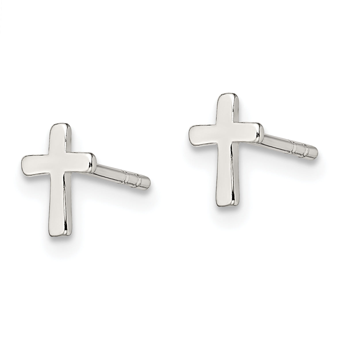 Sterling Silver Polished Latin Cross Post Earrings