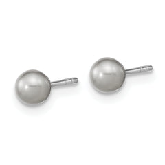 Sterling Silver Rhodium-plated 4-5mm Grey Round FWC Pearl Post Earrings