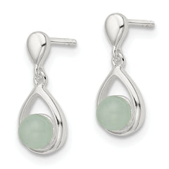 Sterling Silver Polished Light Blue Quartzite Teardrop Post Dangle Earrings