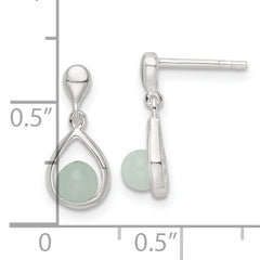 Sterling Silver Polished Light Blue Quartzite Teardrop Post Dangle Earrings