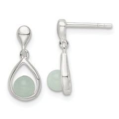 Sterling Silver Polished Light Blue Quartzite Teardrop Post Dangle Earrings