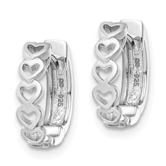 Sterling Silver RH Matt & Polished Finish Heart Hoop Earrings