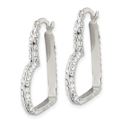 Sterling Silver CZ Heart Hoop Earrings