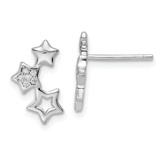 Sterling Silver Rhodium-plated Polished CZ Star Post Earrings