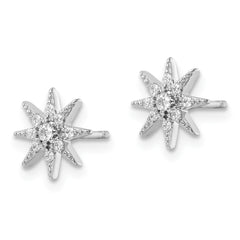 Sterling Silver Rhodium-plated Polished CZ Star Post Earrings