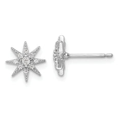 Sterling Silver Rhodium-plated Polished CZ Star Post Earrings