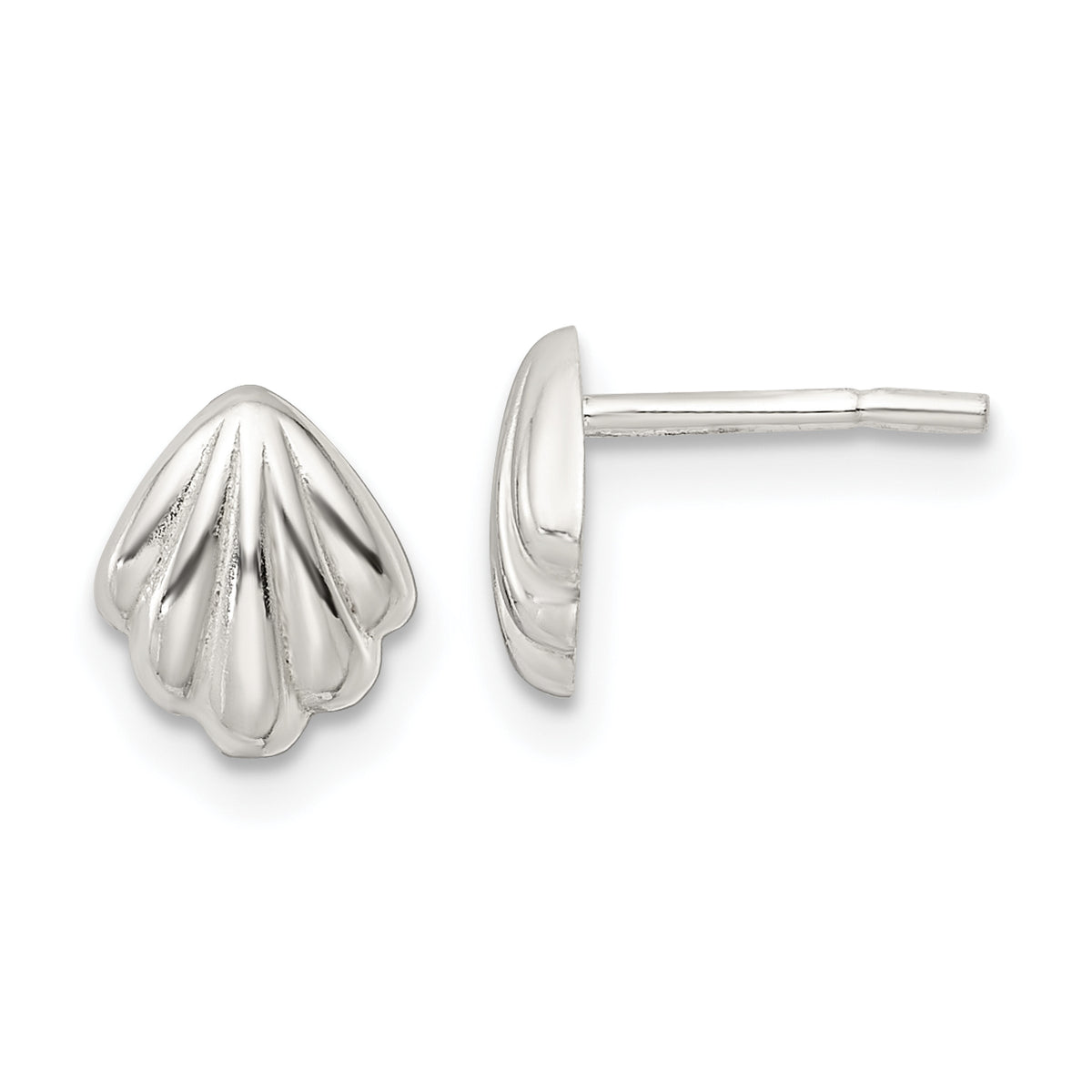 Sterling Silver Polished Shell Post Earrings