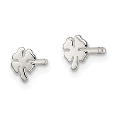 Sterling Silver Polished 4 Leaf Clover Post Earrings