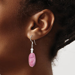 Sterling Silver Pink Agate, Pink Quartz and Crystal Earrings