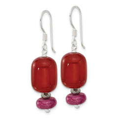 Sterling Silver Carnelian, Recon Serpentine, Crystal Earrings