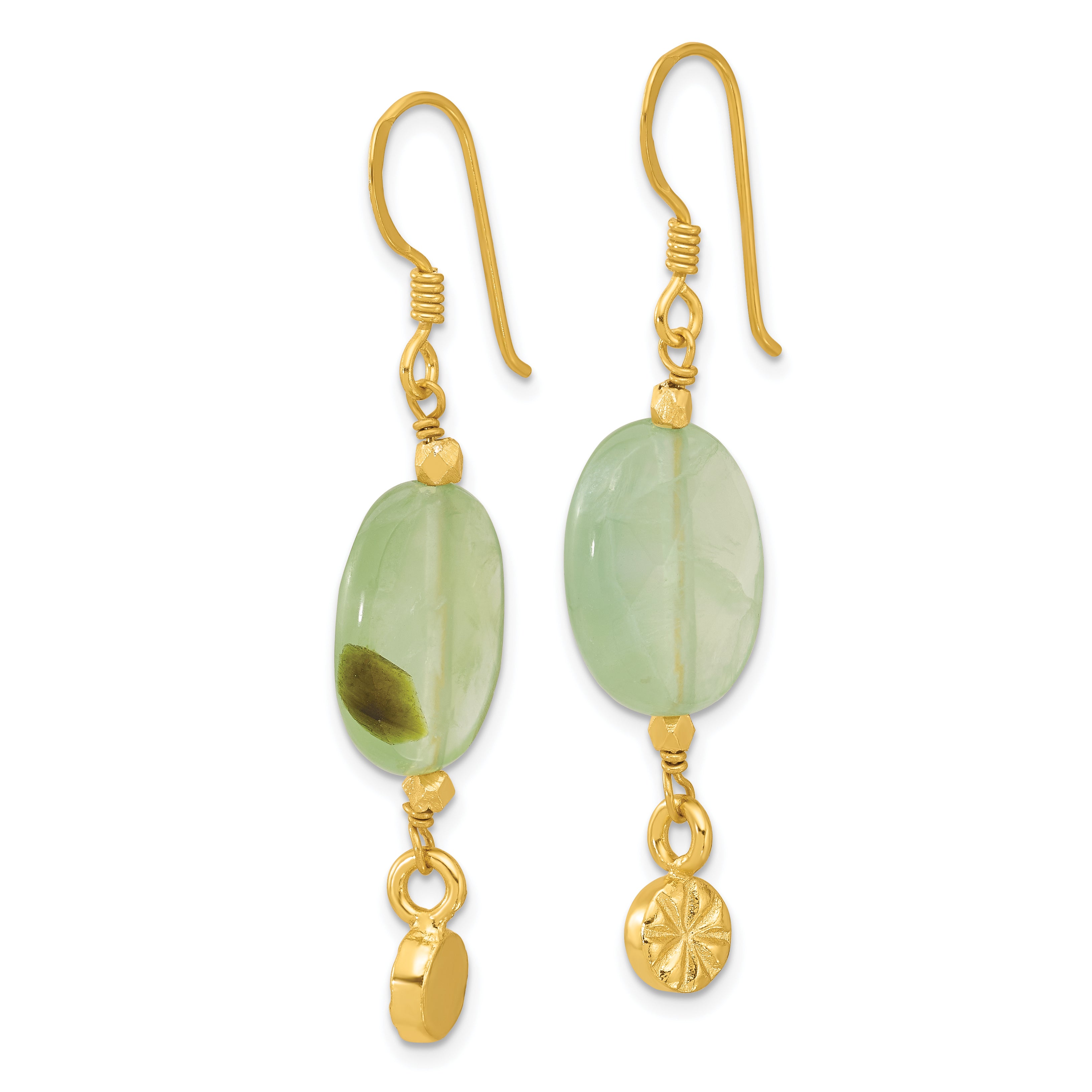 Sterling Silver Gold-plated Prehnite Dangle Earrings