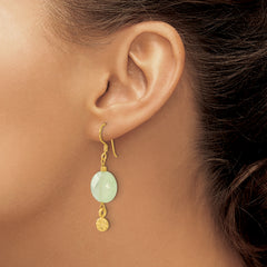 Sterling Silver Gold-plated Prehnite Dangle Earrings